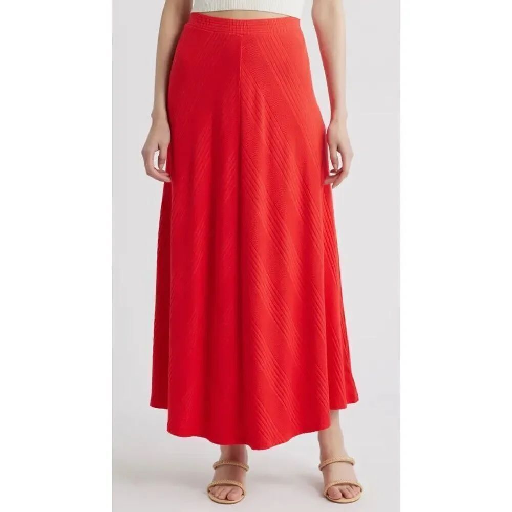 Wyeth Hart Chevron Knit Midi Skirt in Red NWT Size Medium